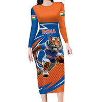 Indian Bengal Tiger Cricket Custom Long Sleeve Bodycon Dress Unique Pattern