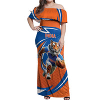 Indian Bengal Tiger Cricket Custom Off Shoulder Maxi Dress Unique Pattern