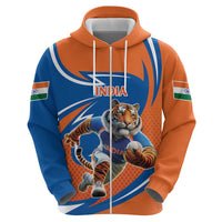 Indian Bengal Tiger Cricket Custom Zip Hoodie Unique Pattern