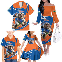 Indian Nilgiri Langur Cricket Custom Family Matching Off The Shoulder Long Sleeve Dress and Hawaiian Shirt Unique Pattern