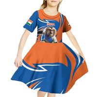 Indian Nilgiri Langur Cricket Custom Kid Short Sleeve Dress Unique Pattern