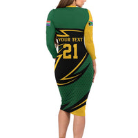 South African Secretary Bird Cricket Custom Family Matching Long Sleeve Bodycon Dress and Hawaiian Shirt Unique Pattern