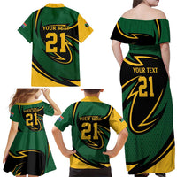 South African Secretary Bird Cricket Custom Family Matching Off Shoulder Maxi Dress and Hawaiian Shirt Unique Pattern