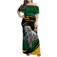 South African Secretary Bird Cricket Custom Family Matching Off Shoulder Maxi Dress and Hawaiian Shirt Unique Pattern
