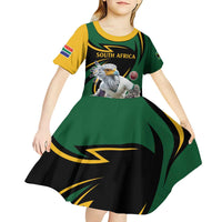 South African Secretary Bird Cricket Custom Kid Short Sleeve Dress Unique Pattern