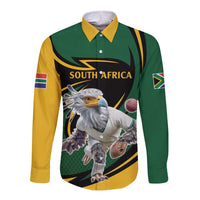 South African Secretary Bird Cricket Custom Long Sleeve Button Shirt Unique Pattern