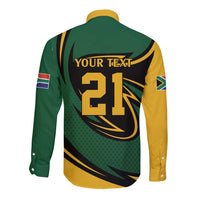 South African Secretary Bird Cricket Custom Long Sleeve Button Shirt Unique Pattern