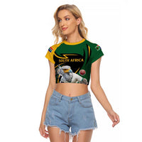 South African Secretary Bird Cricket Custom Raglan Cropped T Shirt Unique Pattern