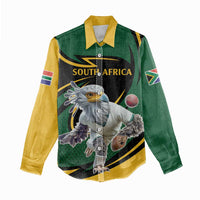 South African Secretary Bird Cricket Custom Women Casual Shirt Unique Pattern