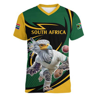 South African Secretary Bird Cricket Custom Women V-Neck T-Shirt Unique Pattern