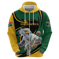 South African Secretary Bird Cricket Custom Zip Hoodie Unique Pattern