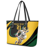 South African Springbok Cricket Custom Leather Tote Bag Unique Pattern