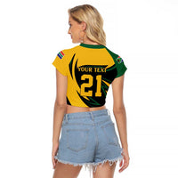 South African Springbok Cricket Custom Raglan Cropped T Shirt Unique Pattern