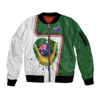 Custom Dripping Baseball Australia Sleeve Zip Bomber Jacket