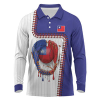 Custom Dripping Baseball Chinese Taipei Long Sleeve Polo Shirt