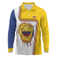 Custom Dripping Baseball Colombia Long Sleeve Polo Shirt