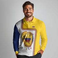 Custom Dripping Baseball Colombia Long Sleeve Polo Shirt
