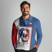 Custom Dripping Baseball Czechia Long Sleeve Polo Shirt
