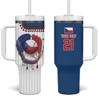 Custom Dripping Baseball Czechia Tumbler With Handle