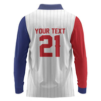 Custom Dripping Baseball Dominican Republic Long Sleeve Polo Shirt