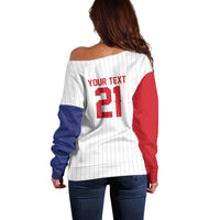 Custom Dripping Baseball Dominican Republic Off Shoulder Sweater