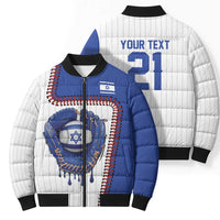 Custom Dripping Baseball Israel Bomber Puffer Jacket