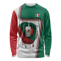 Custom Dripping Baseball Mexico Long Sleeve Shirt