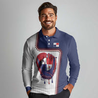 Custom Dripping Baseball Panama Long Sleeve Polo Shirt