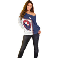 Custom Dripping Baseball Panama Off Shoulder Sweater