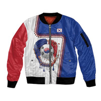 Custom Dripping Baseball South Korea Sleeve Zip Bomber Jacket