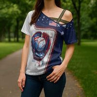 Custom Dripping Baseball United States Cross Shoulder Shirt