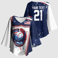 Custom Dripping Baseball United States Kimono Sleeve Blouse