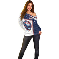 Custom Dripping Baseball United States Off Shoulder Sweater