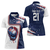 Custom Dripping Baseball United States Women Polo Shirt