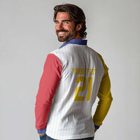 Custom Dripping Baseball Venezuela Long Sleeve Polo Shirt