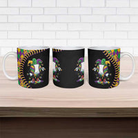 Dripping Baseball Mardi Gras Ceramic Mug Throw me Something Mister!