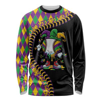 Dripping Baseball Mardi Gras Long Sleeve Shirt Throw me Something Mister!
