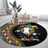 Dripping Baseball Mardi Gras Round Carpet Throw me Something Mister!