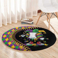 Dripping Baseball Mardi Gras Round Carpet Throw me Something Mister!