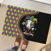 Dripping Baseball Mardi Gras Rubber Doormat Throw me Something Mister!