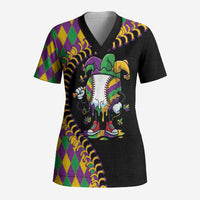 Dripping Baseball Mardi Gras Scrub Top Throw me Something Mister!