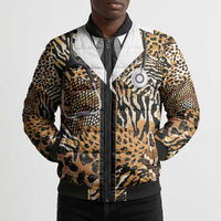 Proud Black Nurse RN Bomber Puffer Jacket African Stethoscope Animal Skins Pattern