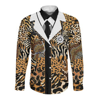 Proud Black Nurse RN Long Sleeve Button Shirt African Stethoscope Animal Skins Pattern