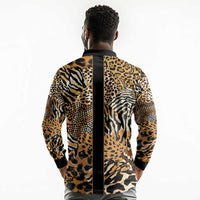 Proud Black Nurse RN Long Sleeve Polo Shirt African Stethoscope Animal Skins Pattern