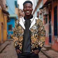 Proud Black Nurse RN Sleeve Zip Bomber Jacket African Stethoscope Animal Skins Pattern