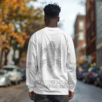 Proud Black Nurse RN Long Sleeve Shirt White African Pattern Stethoscope Dashiki Motif