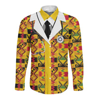 Proud Black Nurse RN Long Sleeve Button Shirt African Stethoscope Kente Pattern