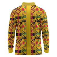 Proud Black Nurse RN Long Sleeve Polo Shirt African Stethoscope Kente Pattern