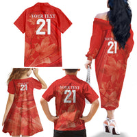 Canada Cricket World Cup 2024 Family Matching Off The Shoulder Long Sleeve Dress and Hawaiian Shirt Maple Leafers Make Champions - Wonder Print Shop