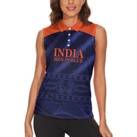India Cricket World Cup 2024 Women Sleeveless Polo Shirt Men In Blue Make Champions - Wonder Print Shop